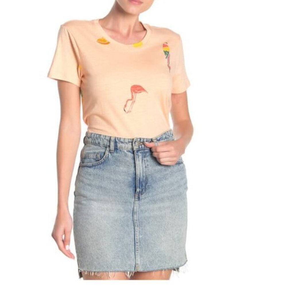Lucky Brand Birds & Fruit Print Top.  2X